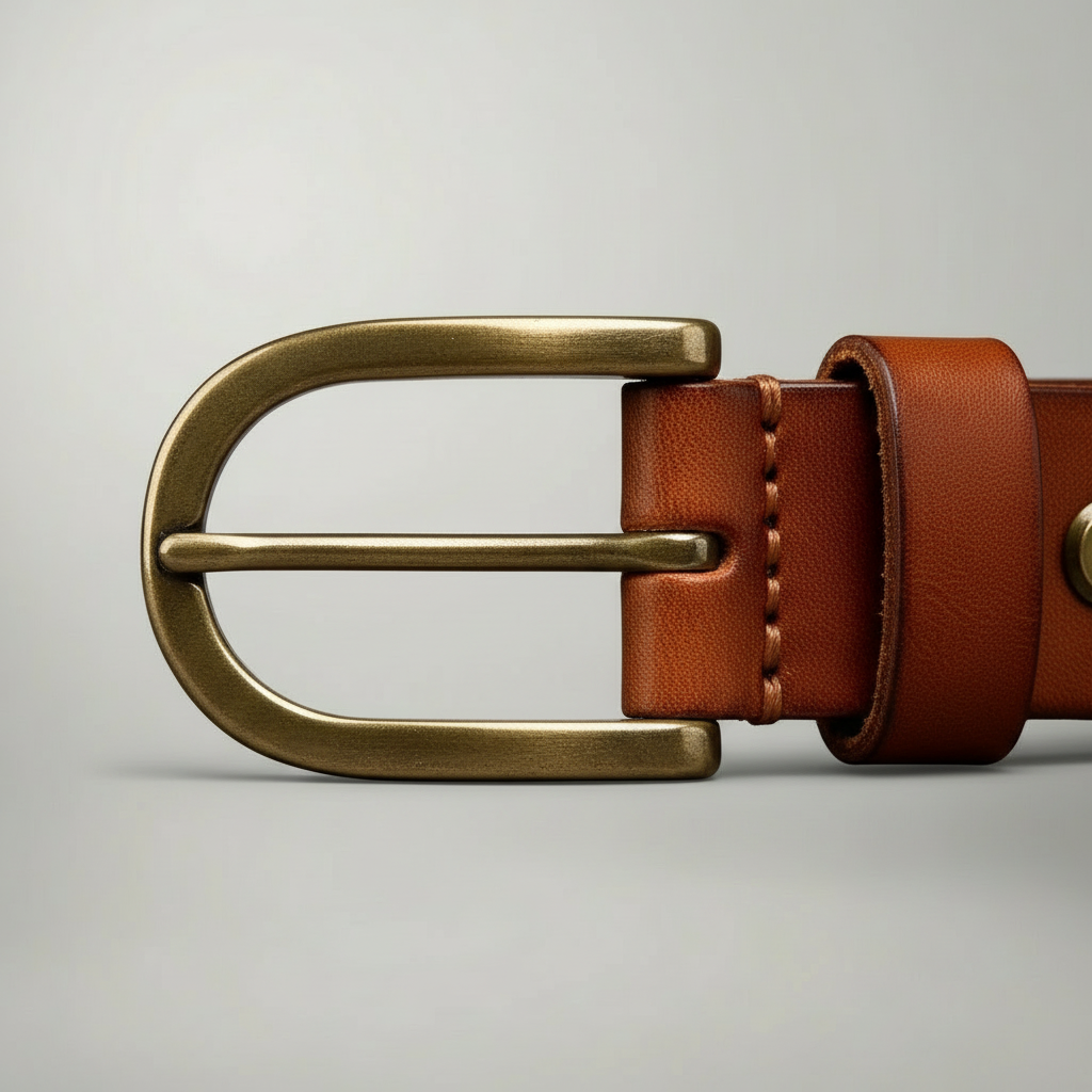 Oliver | Smooth Leather Belt with Brass Buckle
